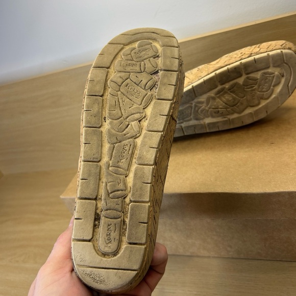 Korks Black Leather Cork Footbed Sandals sz 9M w/ 1 1/4" Heel (S1389) - Picture 7 of 11